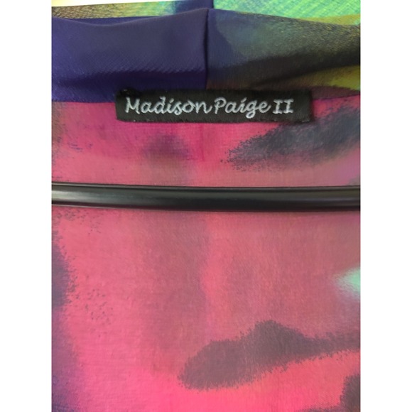Madison Paige II Womens Sleeveless Cowl Neck Blouse Size 1X Multicolor Sheer - Picture 3 of 5